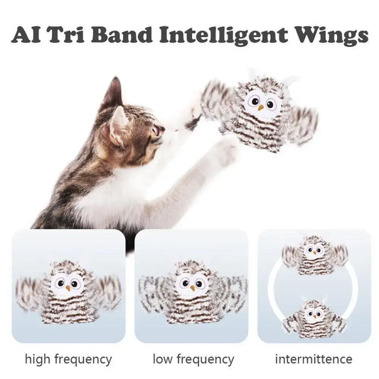 Furami Owl Toy — Jouet hibou interactif LED rotatif pour chat